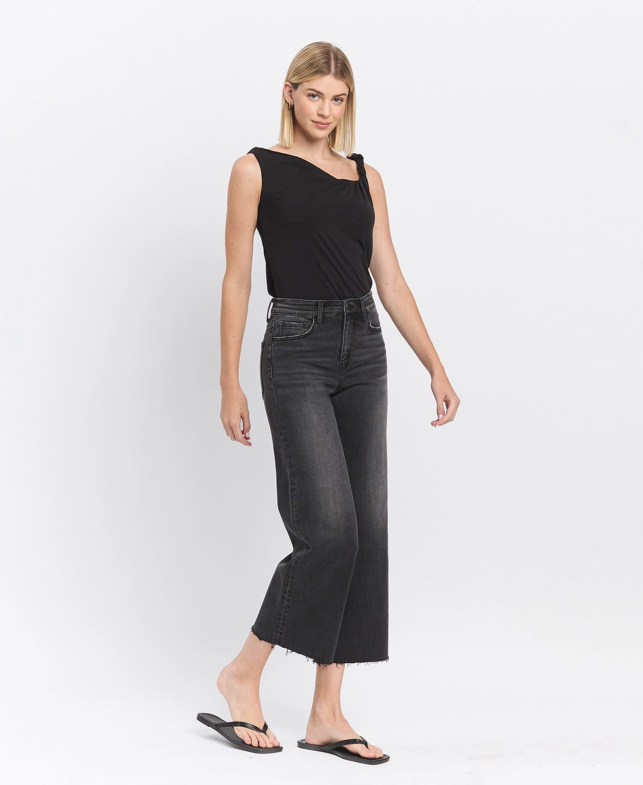 stacy high rise crop wide leg jean