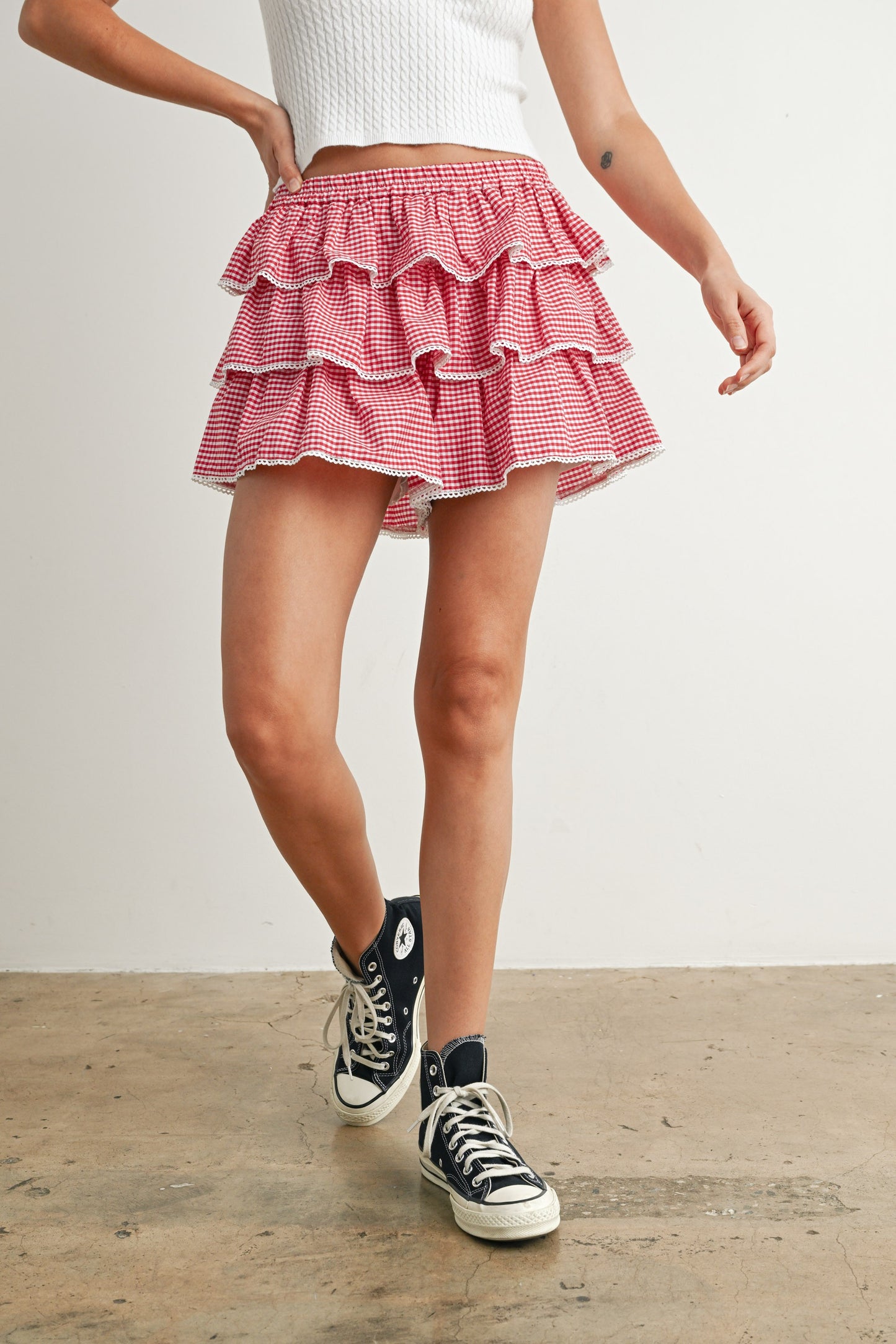 elise ruffle shorts