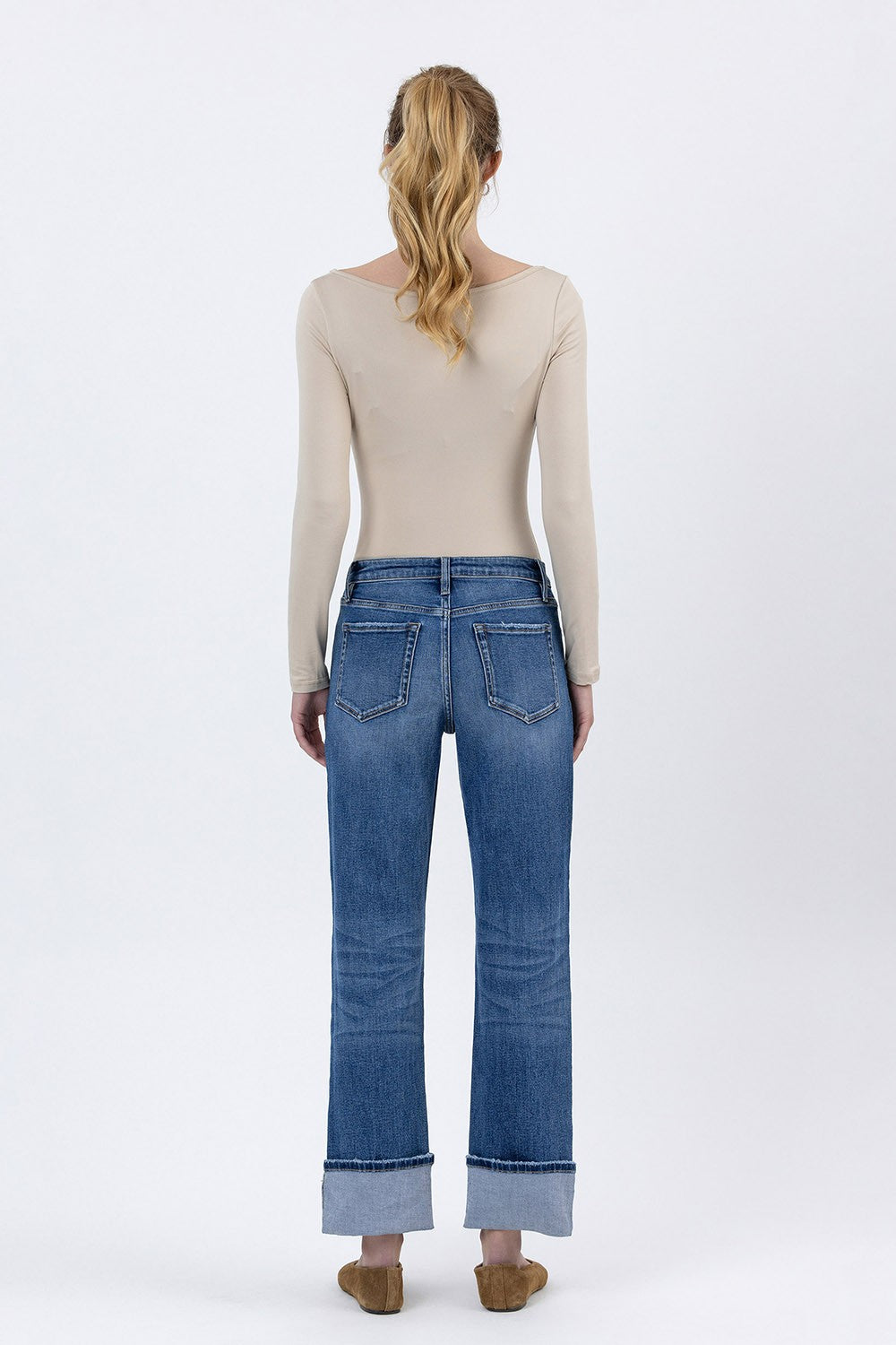 straight leg cuffed jean