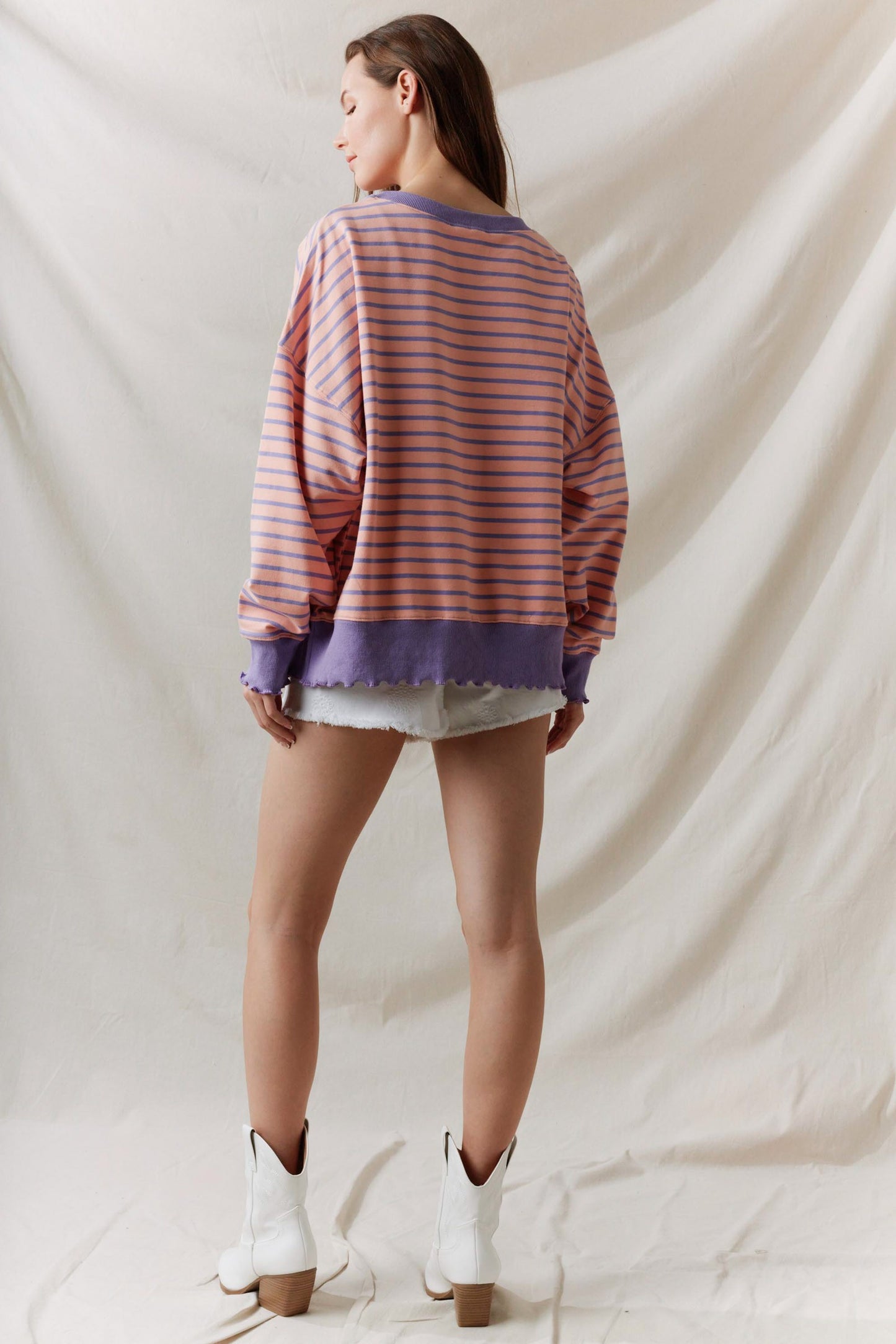 elle striped crewneck