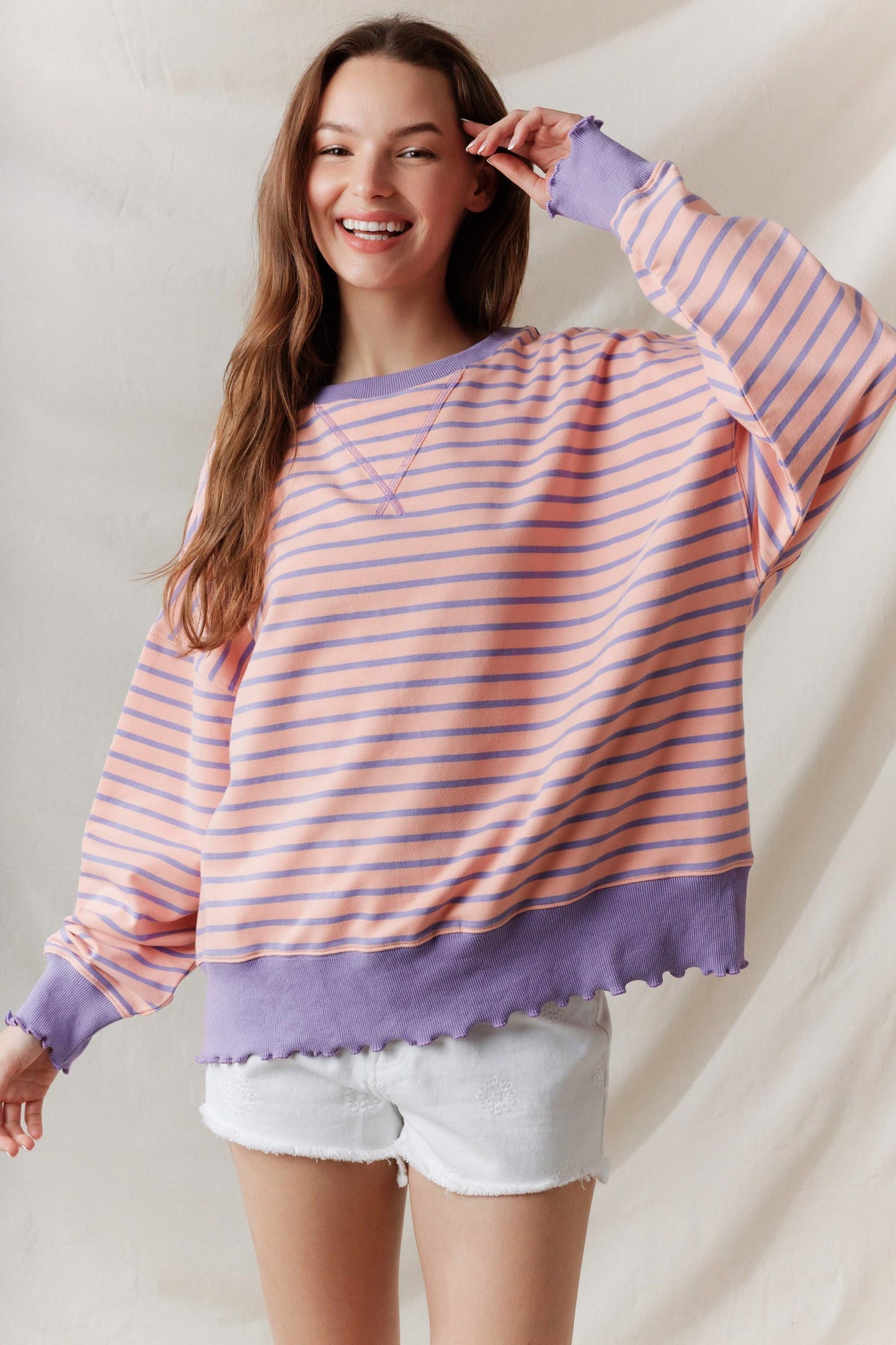 elle striped crewneck