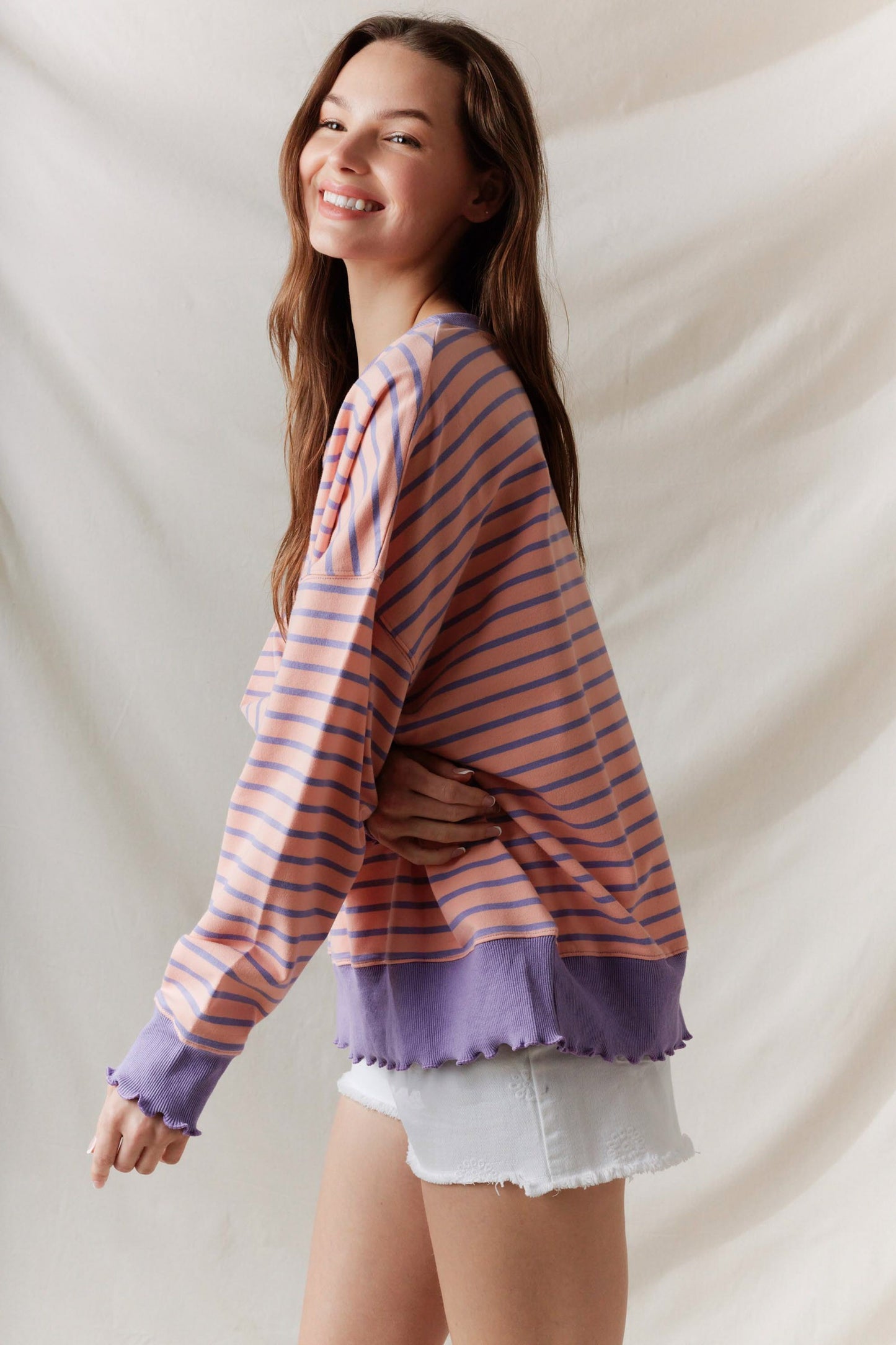 elle striped crewneck
