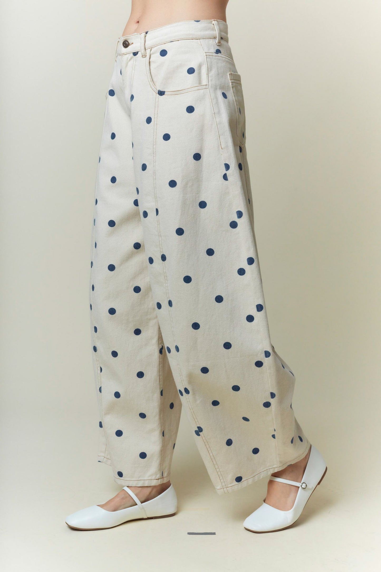polka dot barrel jean