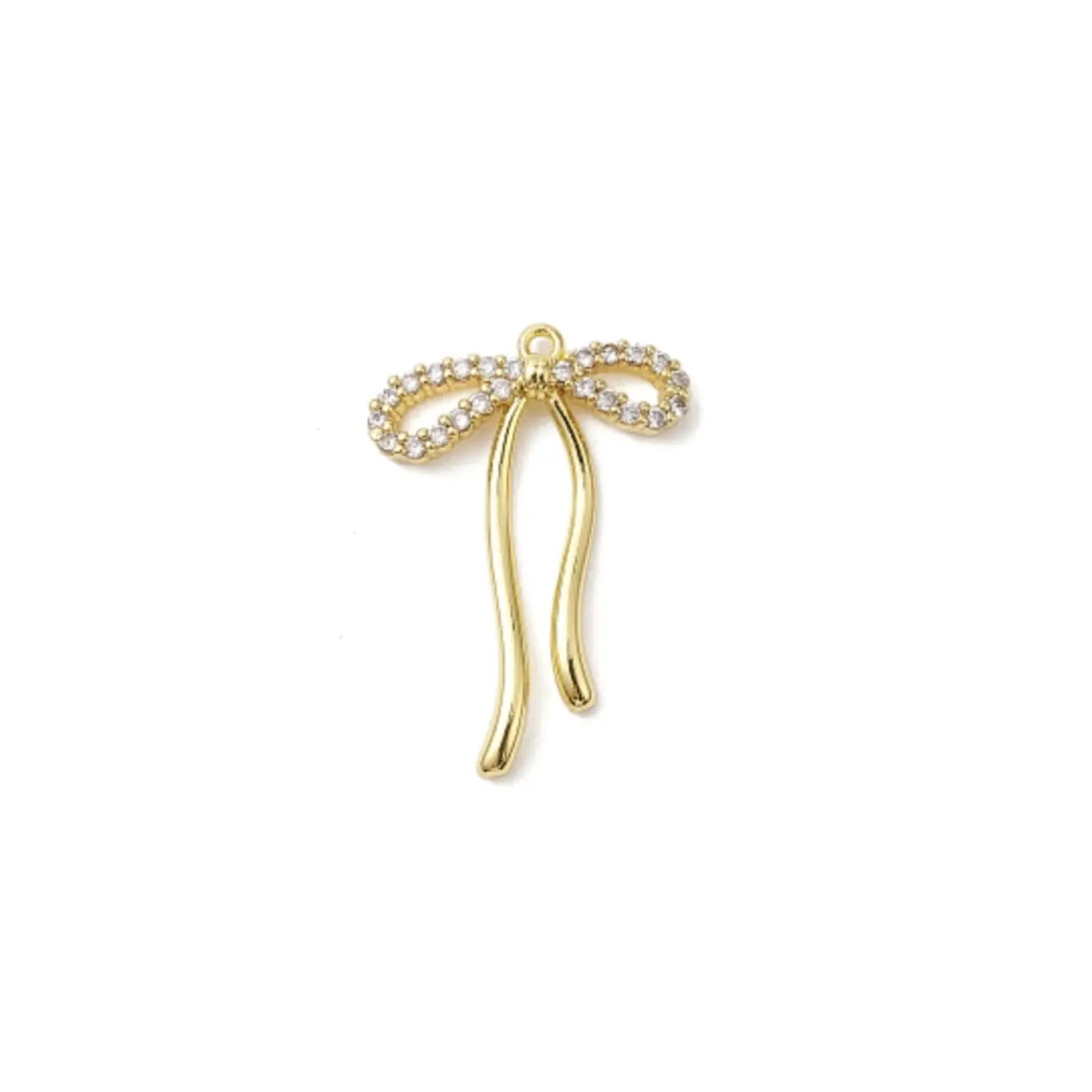 gold crystal bow charm