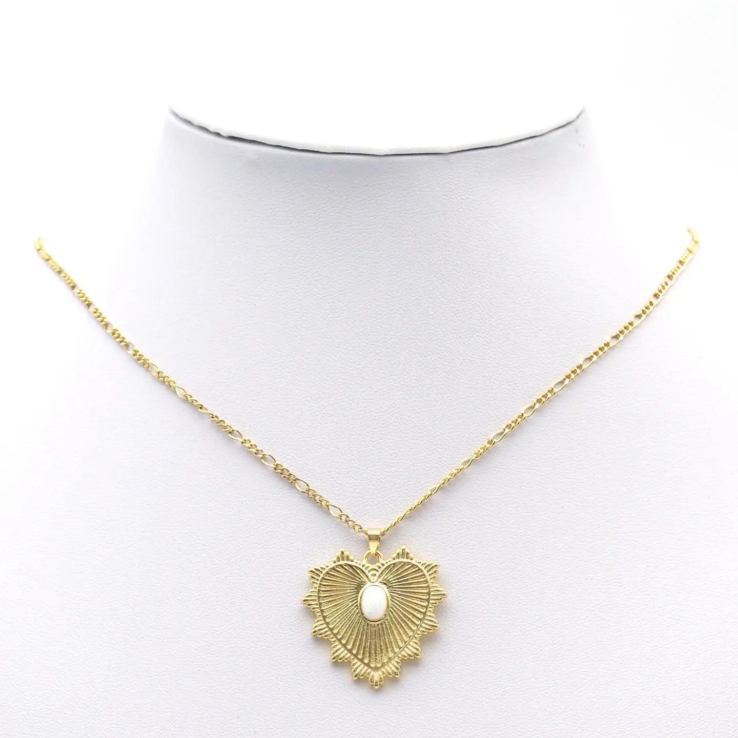 opal spike heart charm