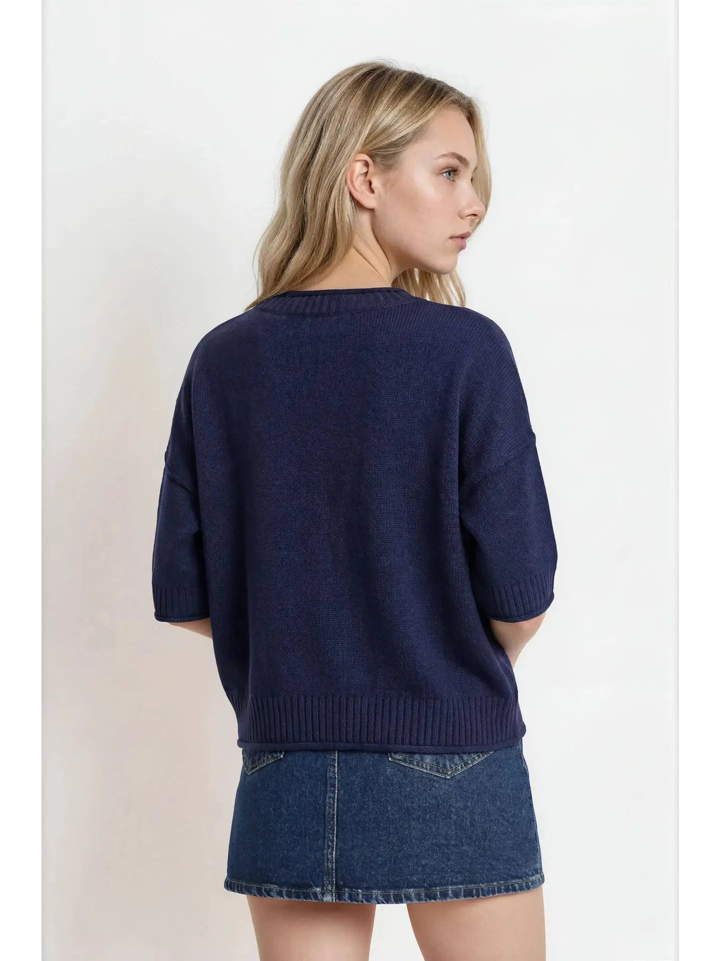 mary cropped sleeve sweater