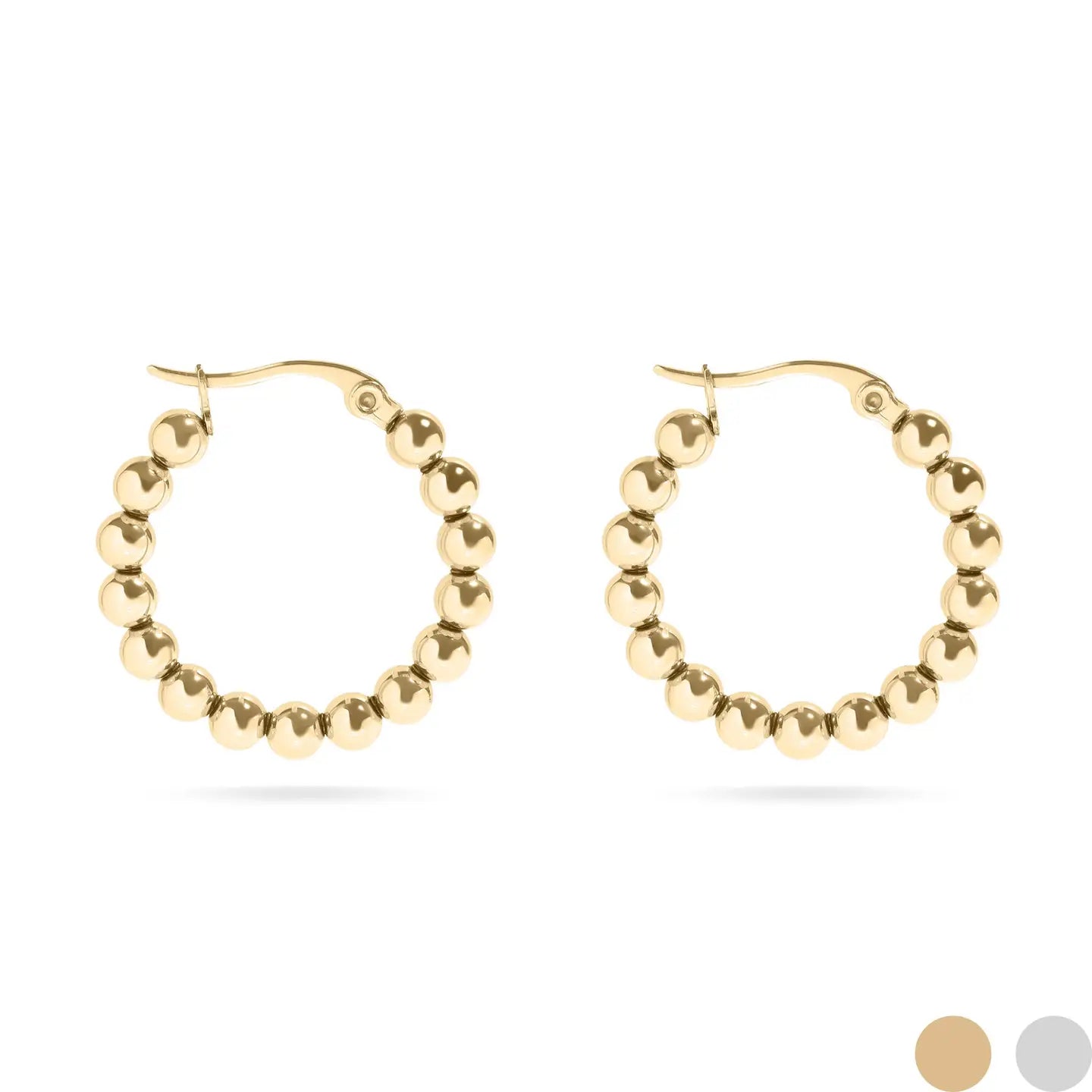 gold beaded hoops