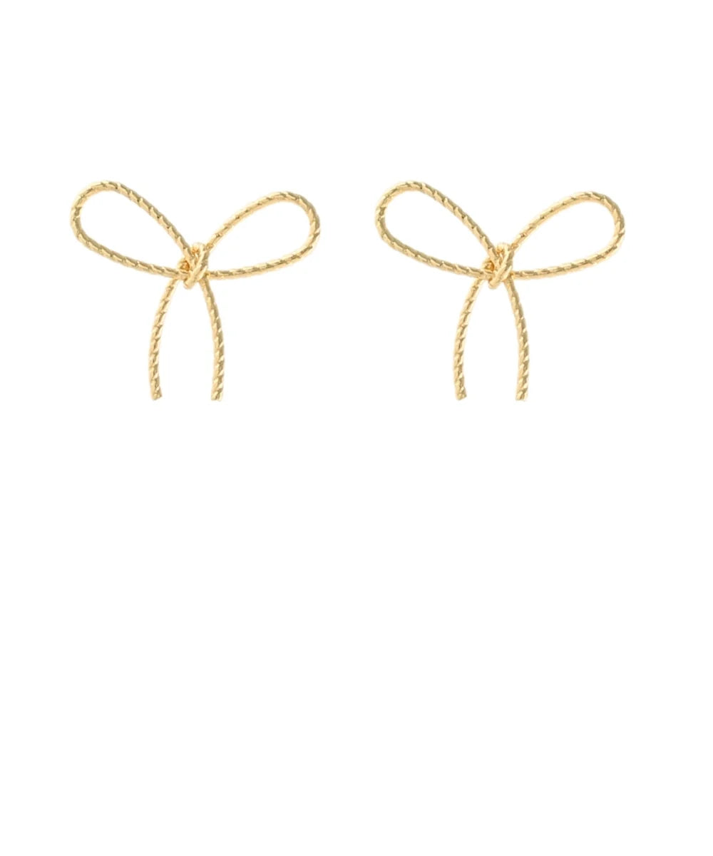 textured bow stud earrings