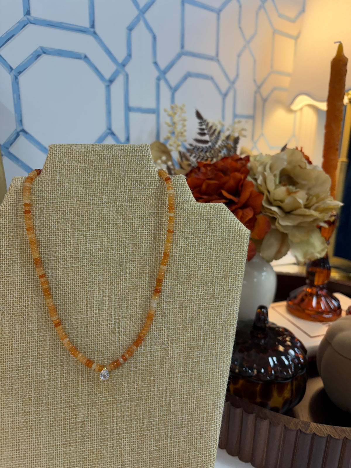 beaded mini diamond necklace