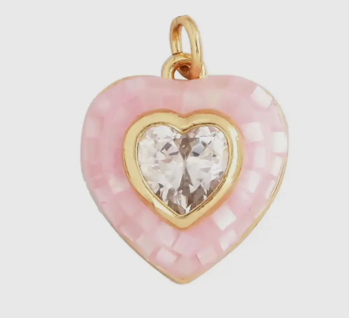 pave heart charm