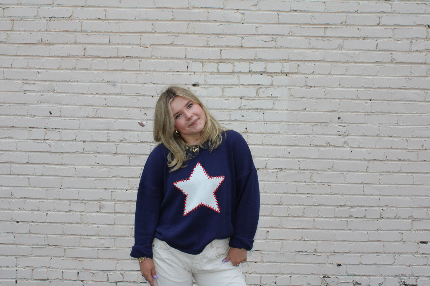 star crewneck sweater