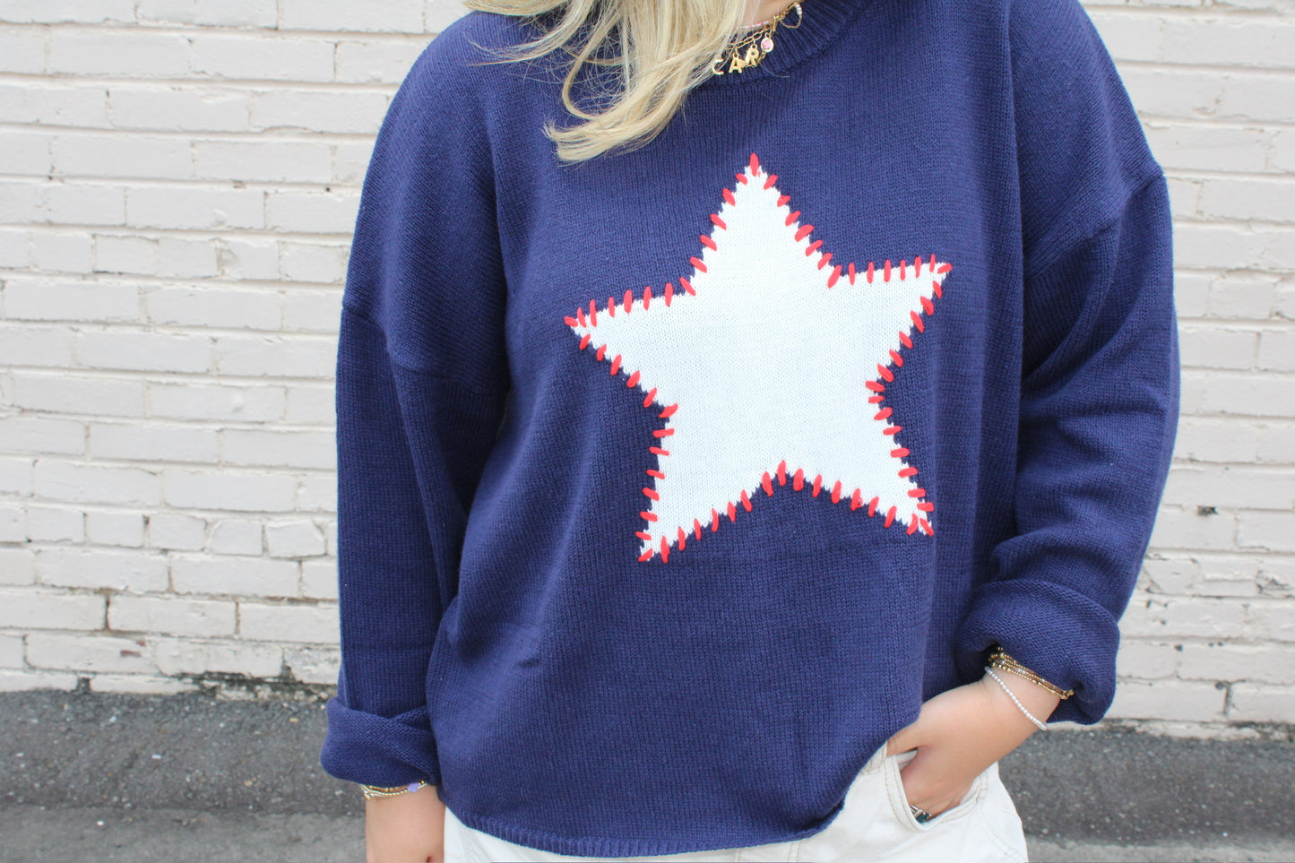 star crewneck sweater