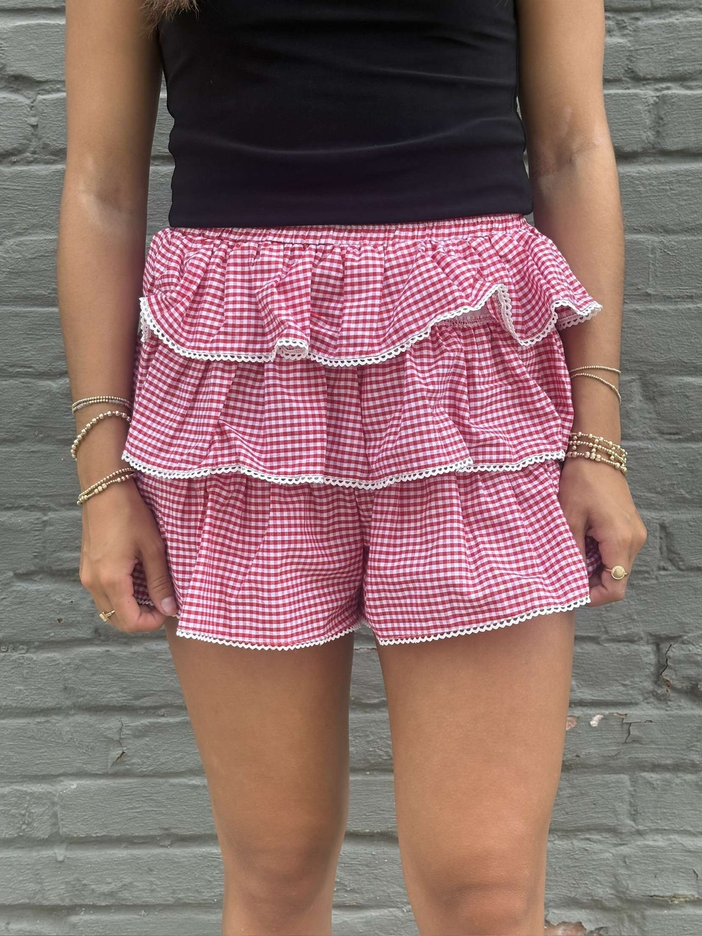 elise ruffle shorts