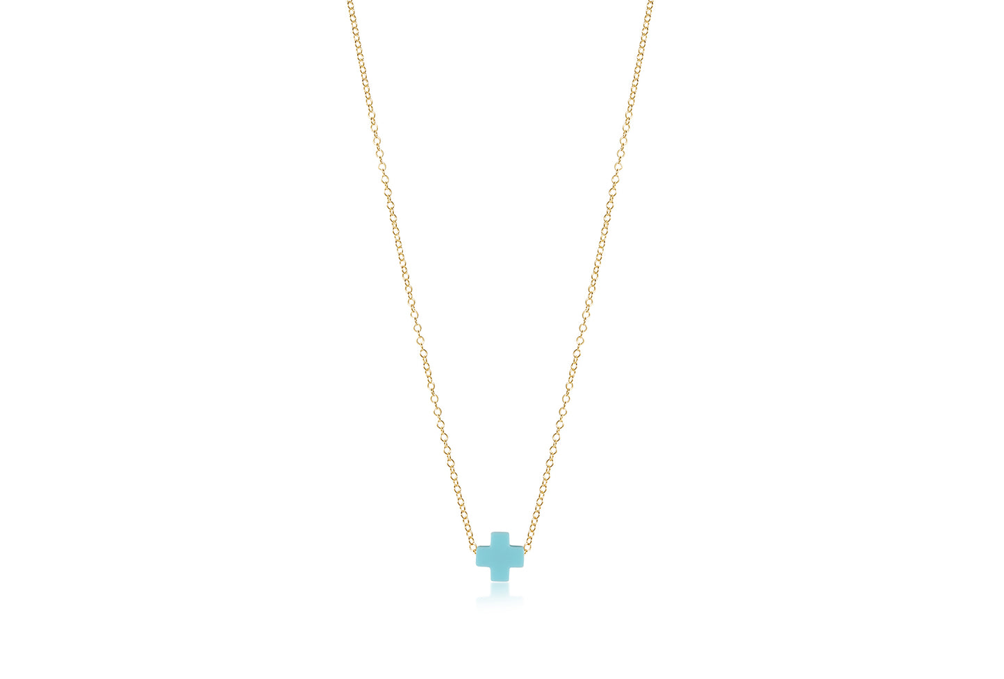 16" necklace gold- signature cross turquoise