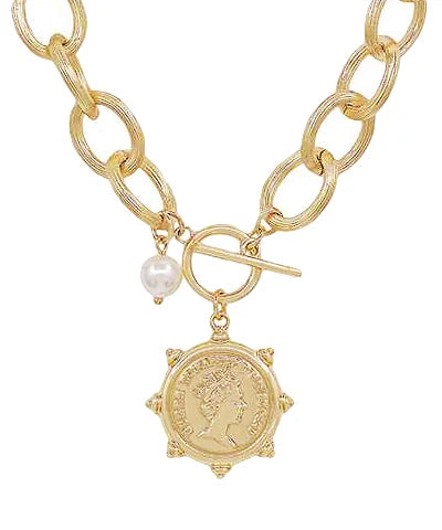 coin and pearl necklace