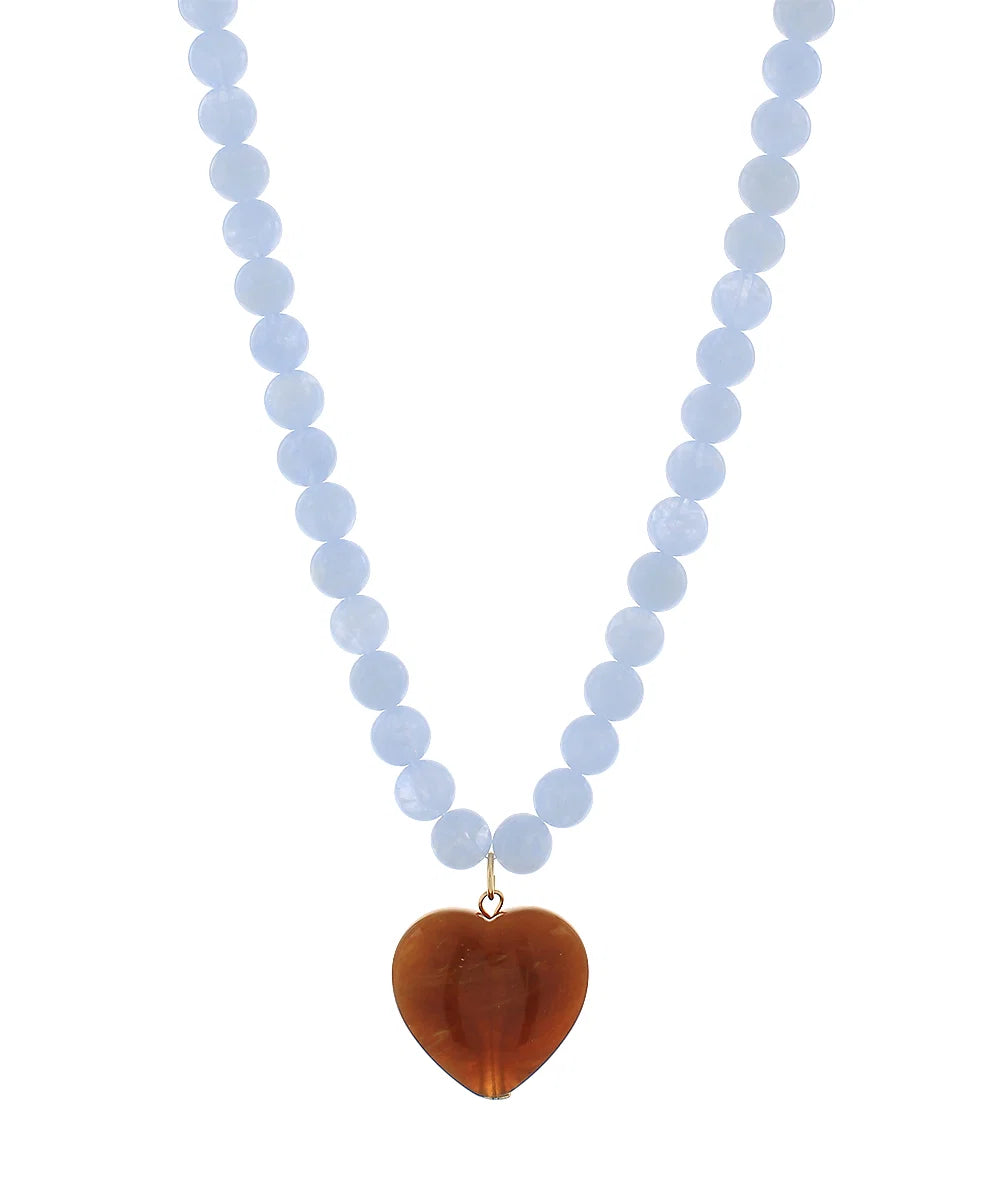 puffy heart beaded necklace