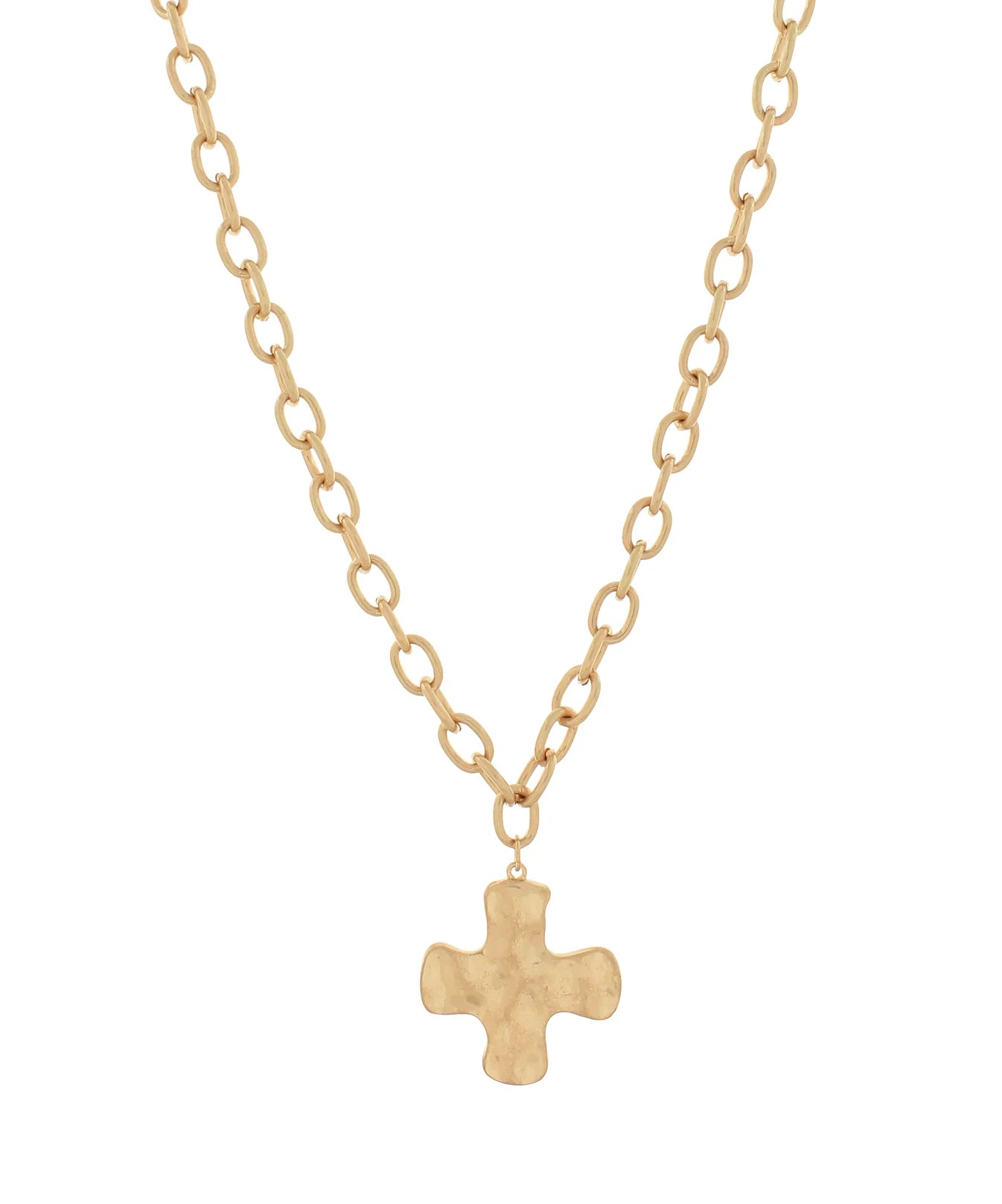 small hammered cross necklace