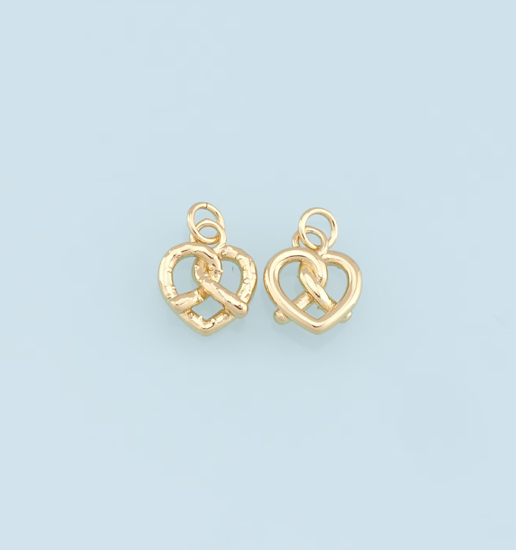 gold pretzel heart charm
