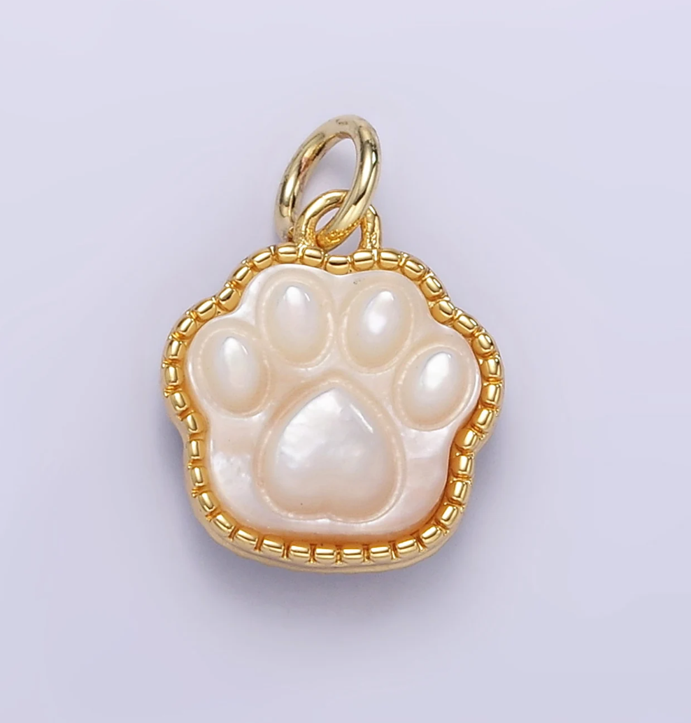 mini pearl paw charm