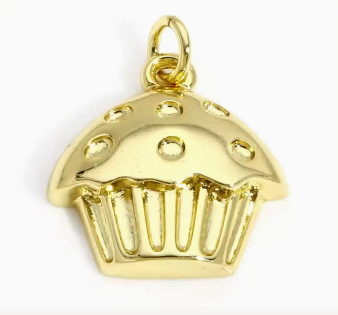 gold cupcake charm