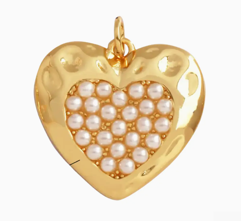 golden heart pearl cluster charm