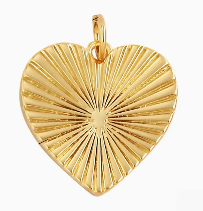 etched gold heart charm