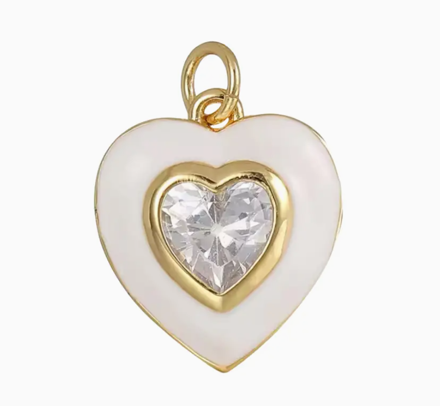 mini white heart charm