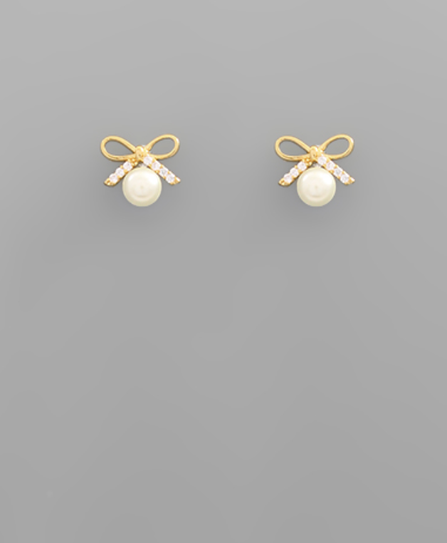 gold diamond pearl studs