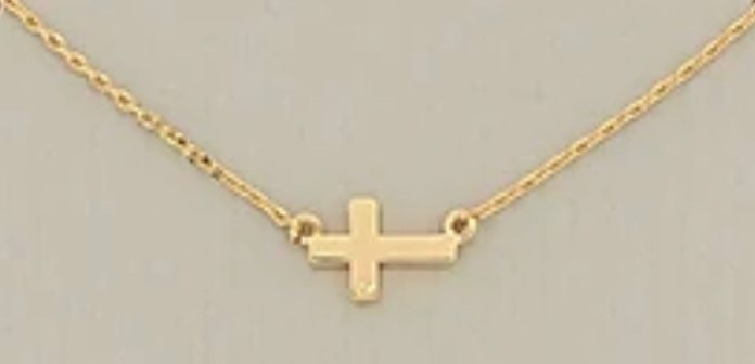 sideways mini cross necklace