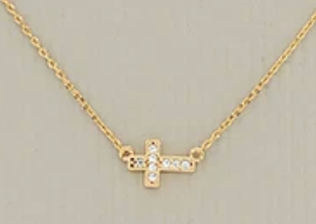 sideways diamond cross necklace