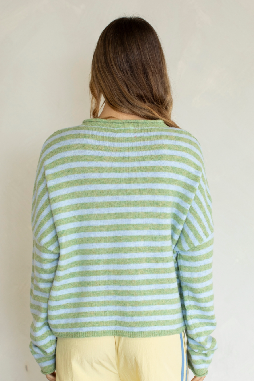 cabana striped cardigan- matcha