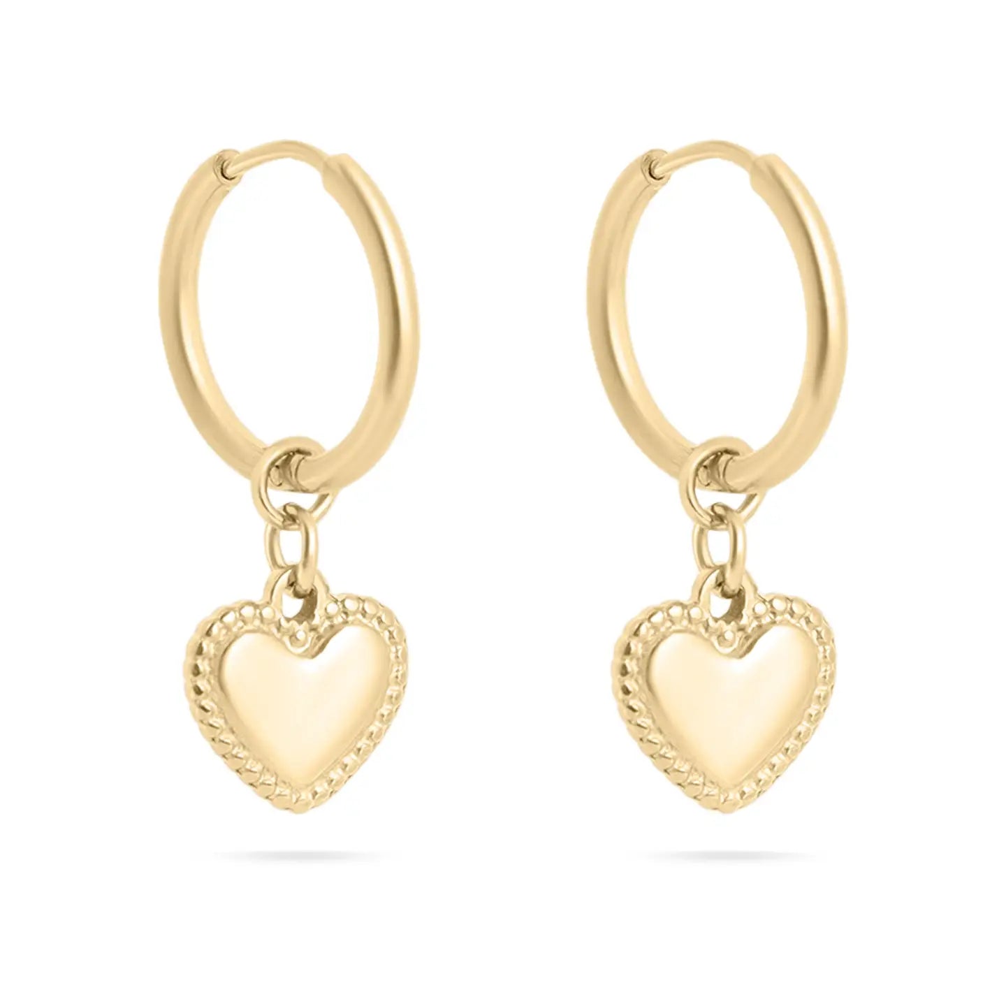 dangle heart hoops