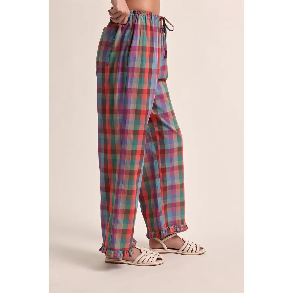 plaid party ruffle pant