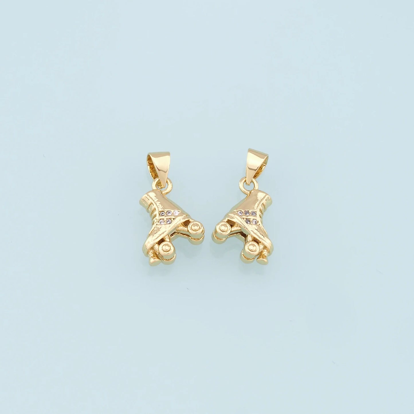 gold roller skate charm