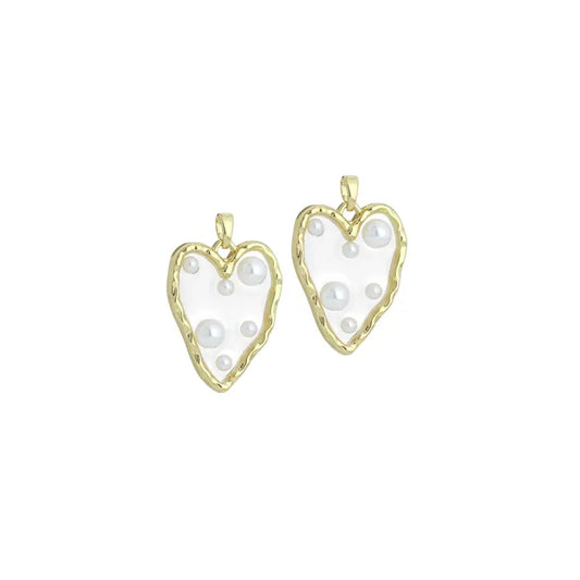 pearl clear heart charm