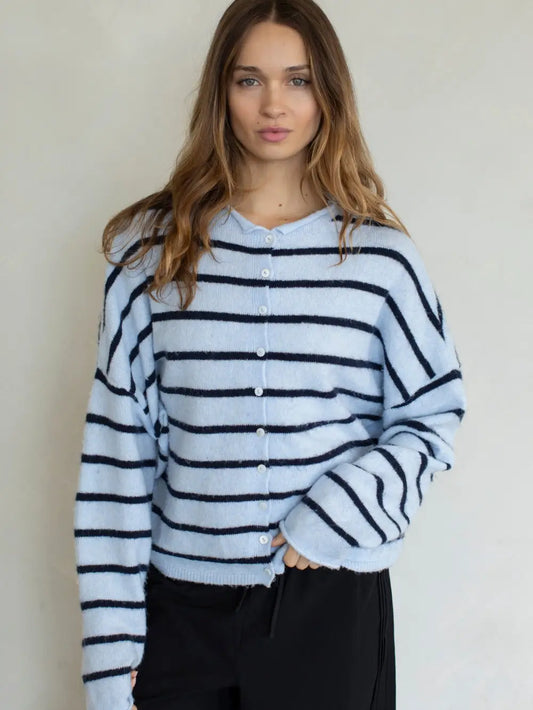 cabana striped cardigan-blue