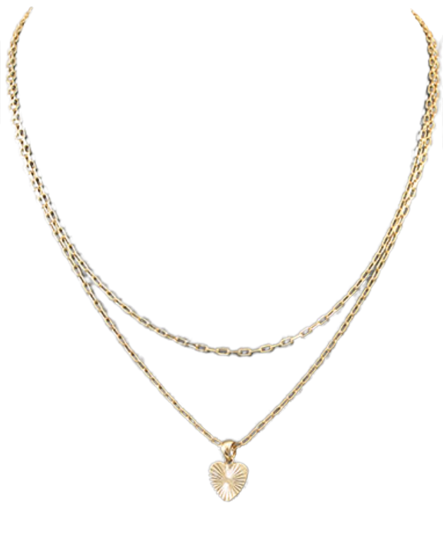 textured heart layered necklace