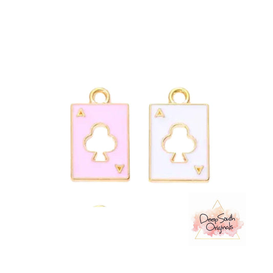 light pink playing card charm