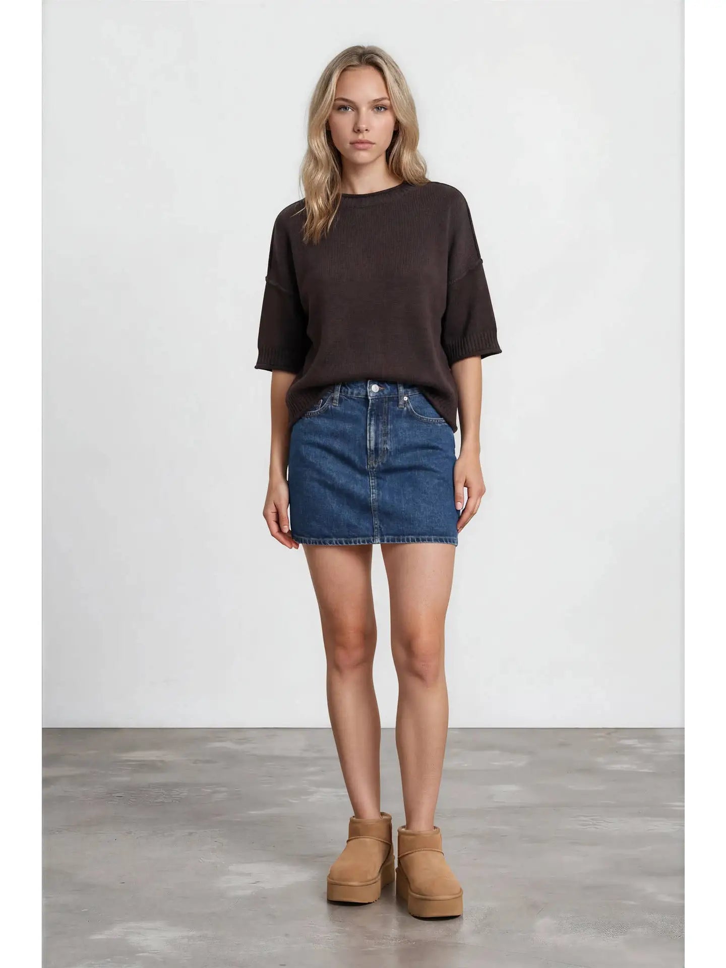 mary cropped sleeve sweater