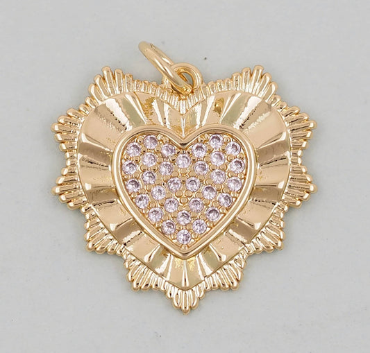 gold spike heart charm