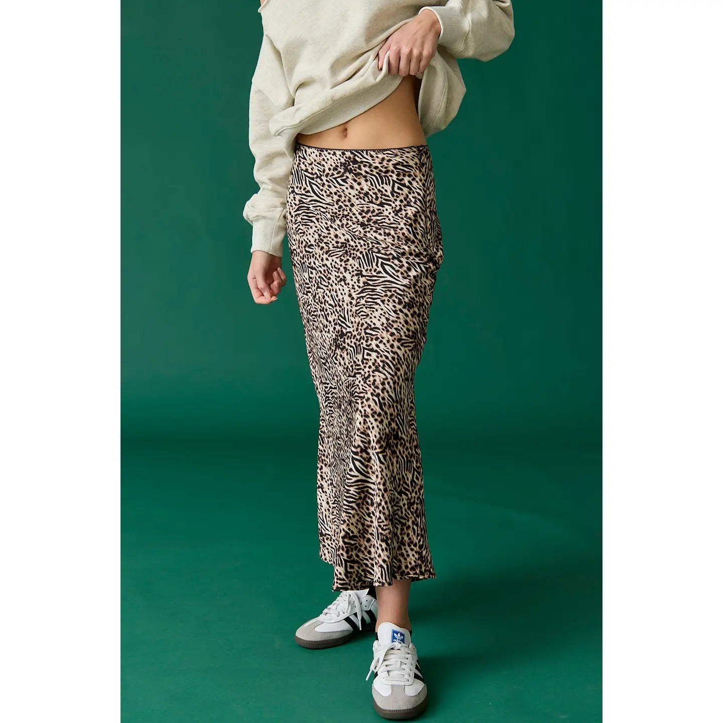 leopard midi skirt