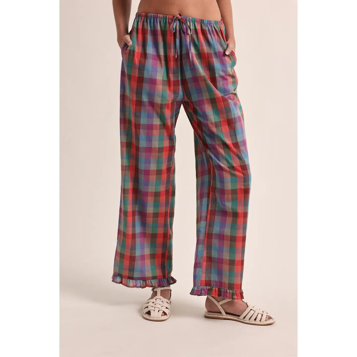 plaid party ruffle pant