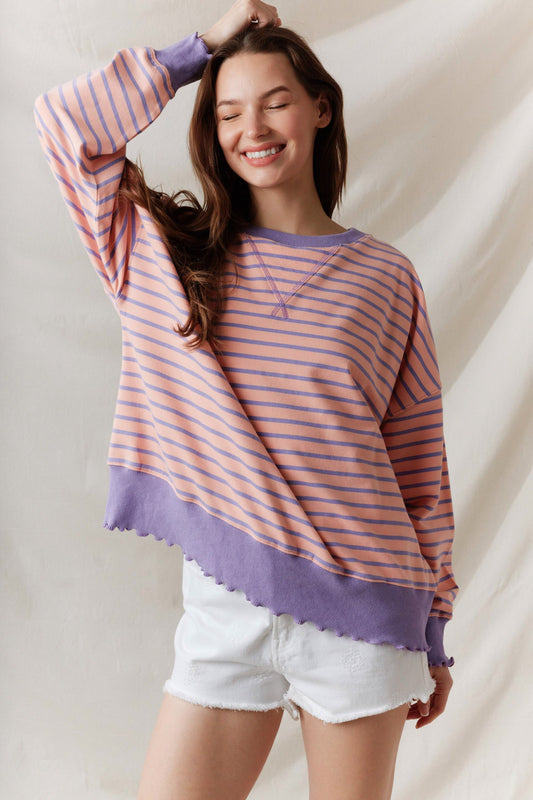 elle striped crewneck