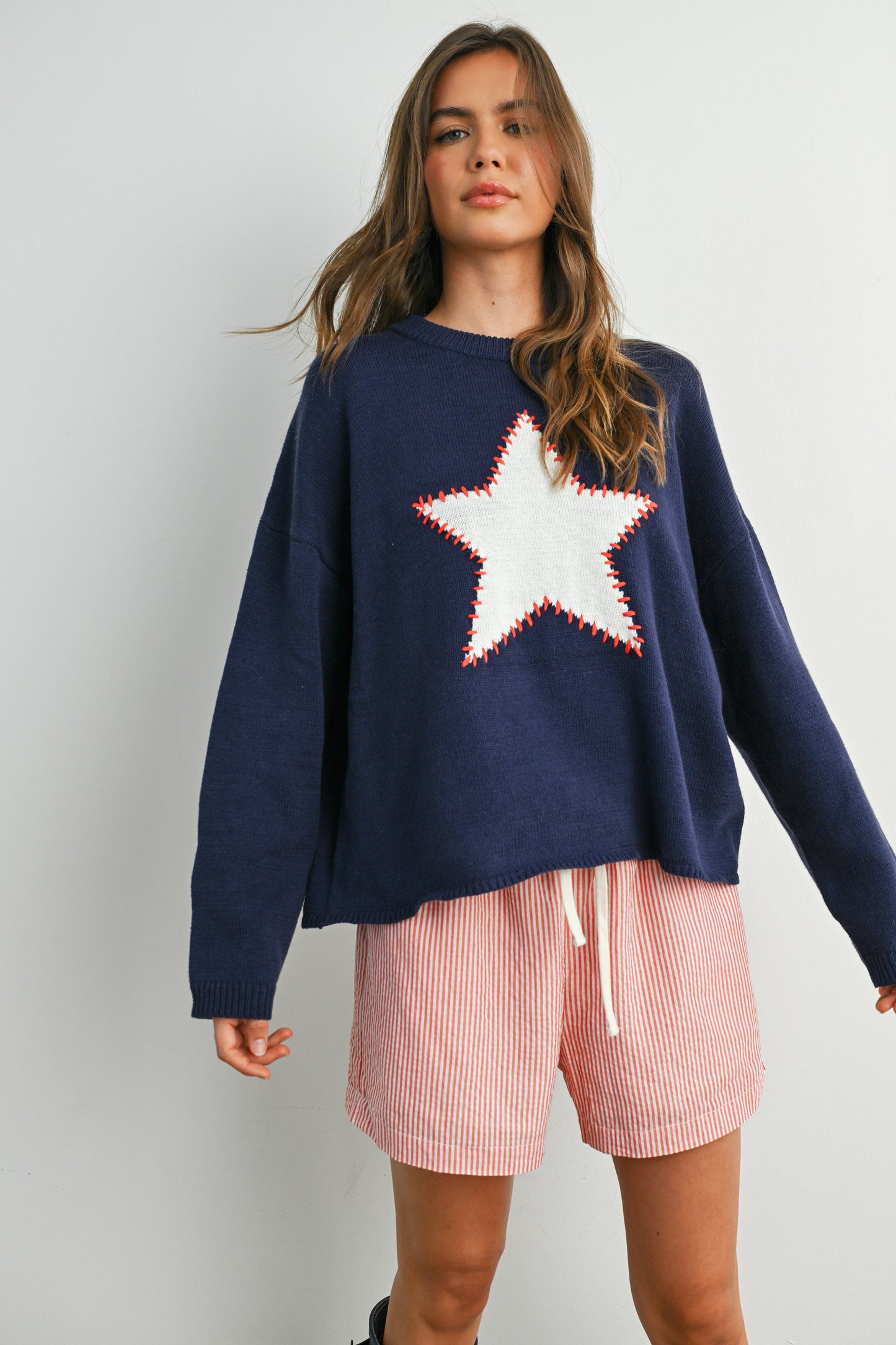 star crewneck sweater