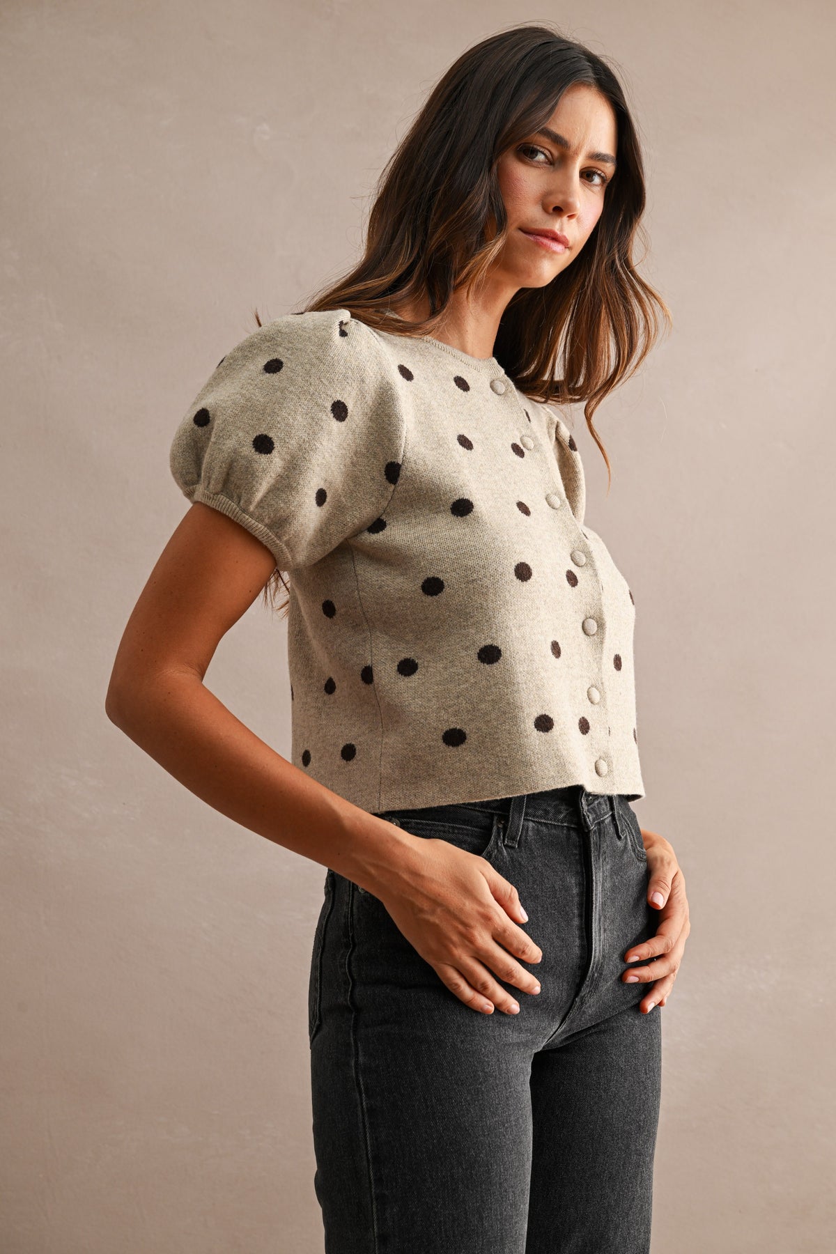 margo polka dot cardi