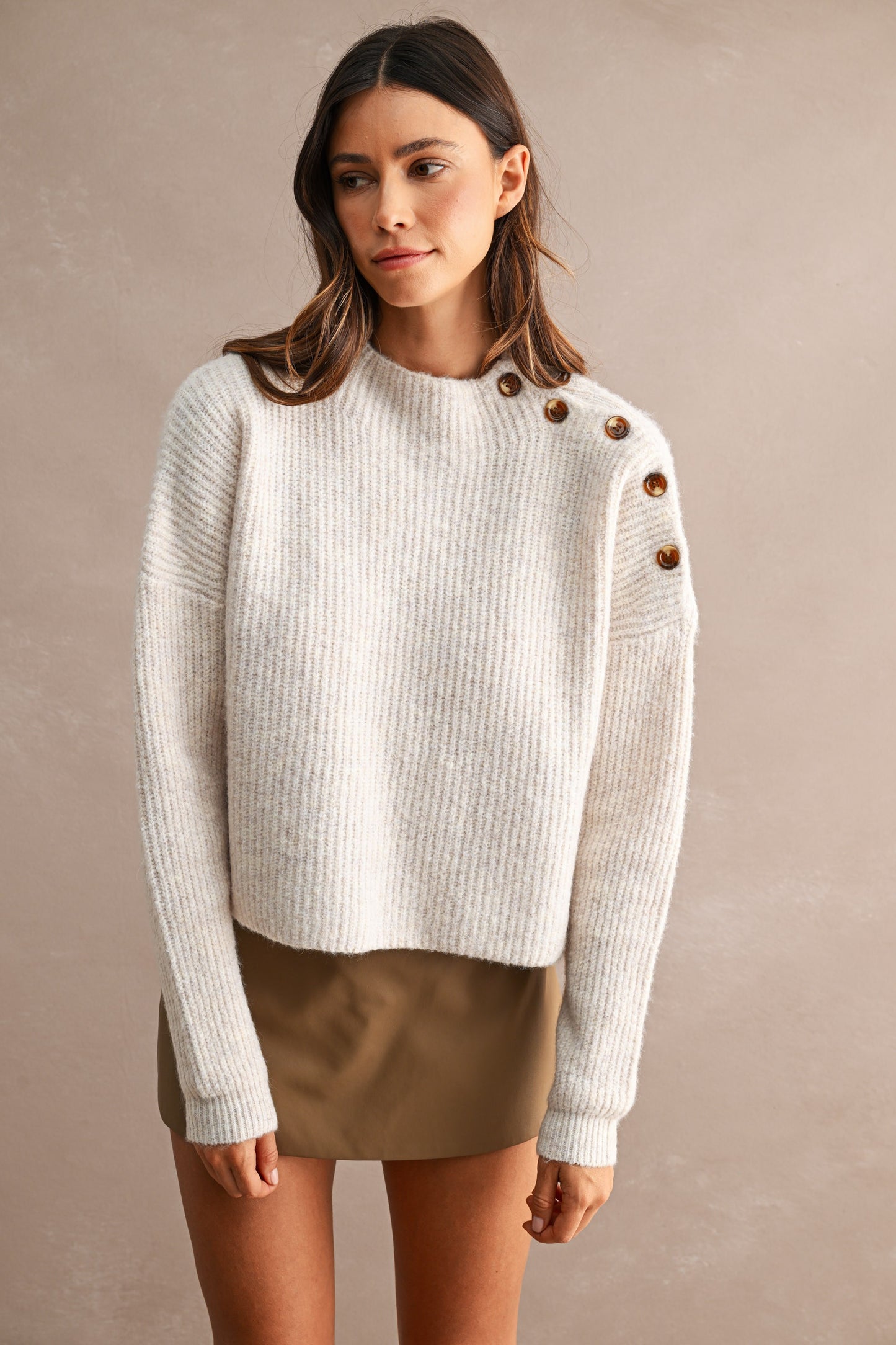 hazel button neck sweater