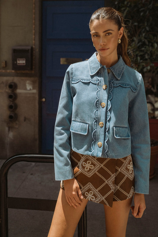 scallop denim jacket