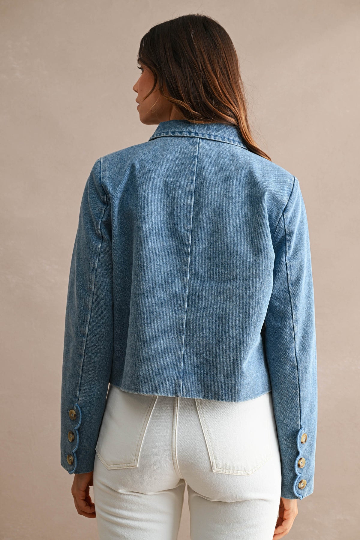 scallop denim jacket