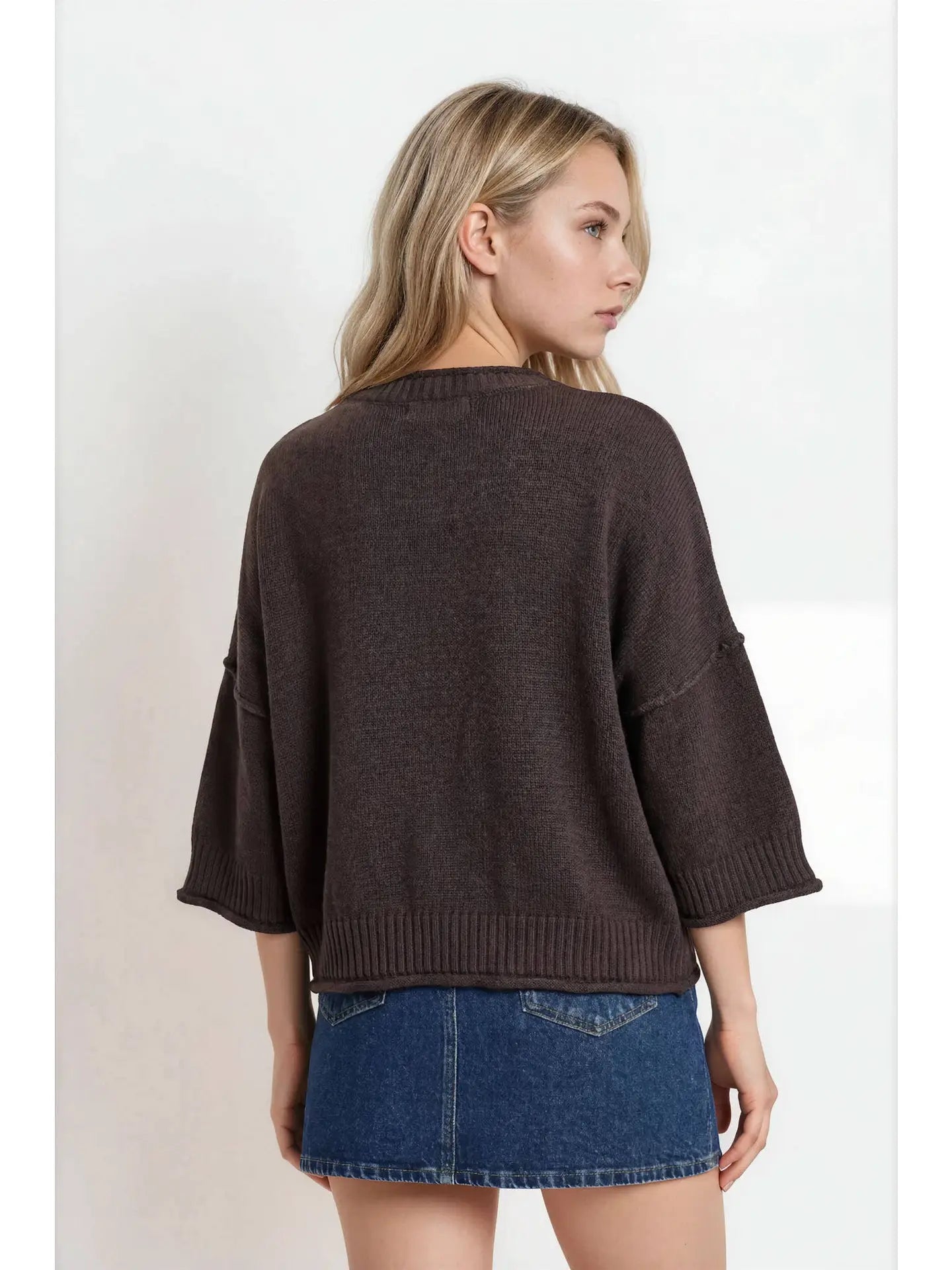 mary cropped sleeve sweater