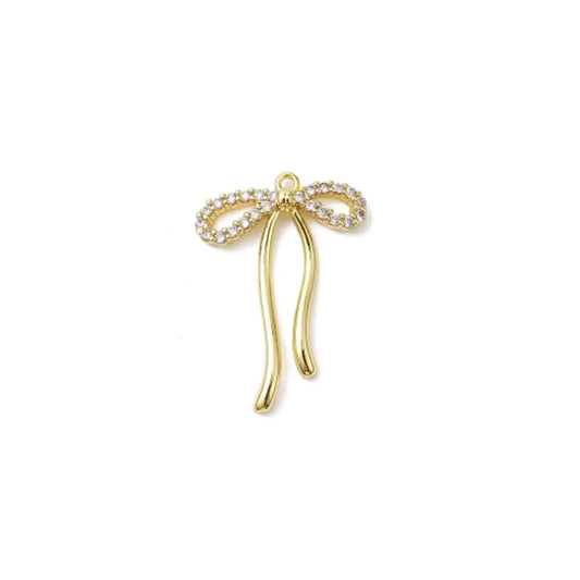 gold crystal bow charm